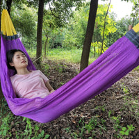 Outdoor Ice Silk Mesh Hammock with Spreader Bar, Anti-Roll Camping Travel Hammock
