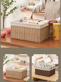 Handwoven Wicker Storage Basket with Lid for Laundry, Toys, and Sundries