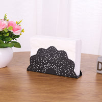 European Style Wrought Iron Vertical Tissue Holder with Storage Shelf and Plant Decor