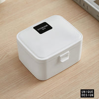 Japanese Style Minimalist Portable Storage Box with Lid for Charger Data Cable Desktop Drawer Small Items Organizer