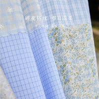 Japanese Pastoral Floral Patchwork Plaid Door Curtain with Tie-Up Design, No-Drill Half Curtain for Bedroom Kitchen Decor