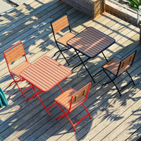 Outdoor Foldable Bistro Table and Chair Set, Weatherproof Wood-Plastic Composite and Iron for Balcony Patio Cafe
