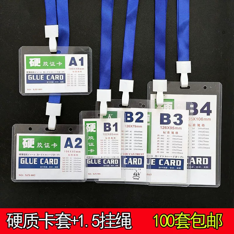 Clear Horizontal/Vertical ID Card Holder with Lanyard for Students, Office, and Events