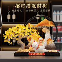 Lucky Cat Quicksand Art Ornament for Office and Home Decor, Prosperity Gift