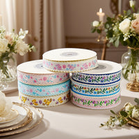 Embossed Floral Ribbon Trim for Hanfu and DIY Crafts, 1.7cm Wide