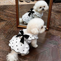 Pet Summer Dress with Leash Ring, Breathable Heart Bow Princess Skirt for Small Dogs & Puppies