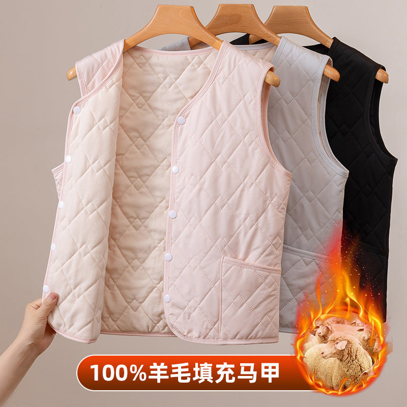 Women's 100% Wool Padded Vest Lightweight Thermal Base Layer