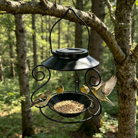 Solar-Powered Metal Bird Feeder for Garden & Yard