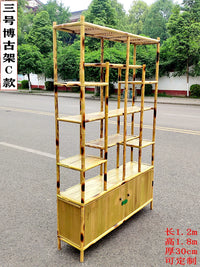 Natural Bamboo Display Shelf for Teahouse Restaurant Bar Counter Home Partition Movable Rack