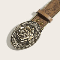 Punk Rock Studded Leather Belt with Snap Buckle for Men