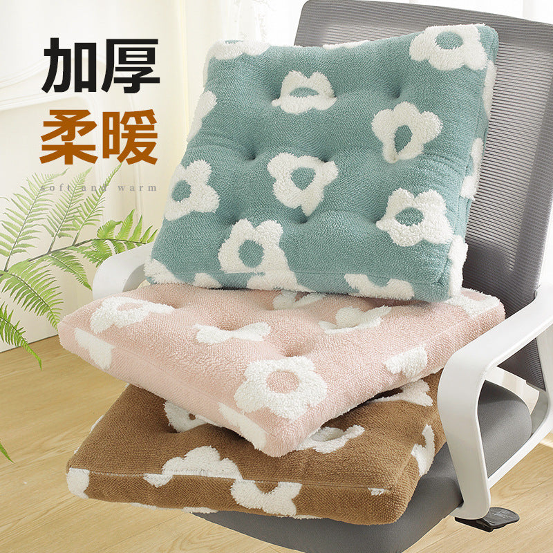 Plush Thickened Seat Cushion for Office and Dormitory Chairs, Warm and Comfortable
