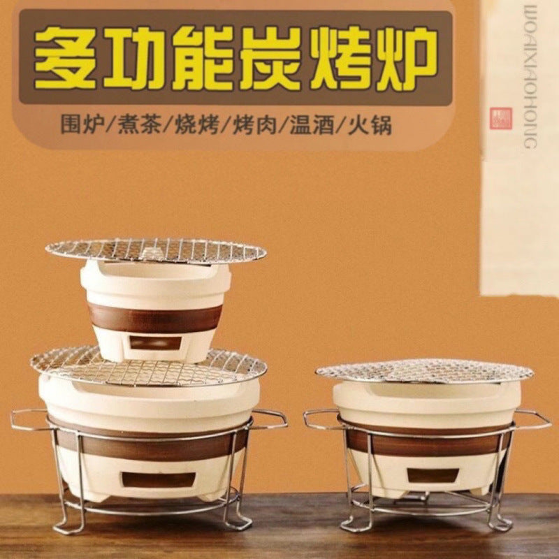Clay Charcoal Stove Outdoor Japanese Style Mud Furnace BBQ Grill Household Carbon Grill New Carbon Roaster for Tea Ceremony