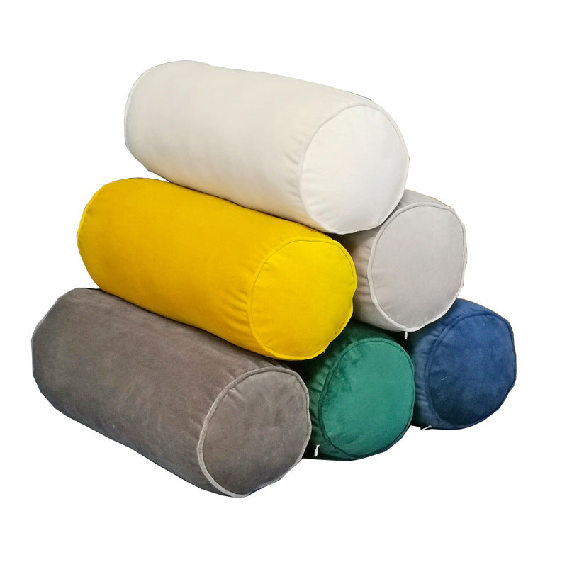 Dutch Velvet Cylindrical Neck Support Pillow for Sleeping and Leg Support