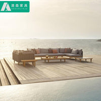 Premium Outdoor Teak Wicker Sofa Set for Patio Garden Villa, Weatherproof & Sun-Resistant