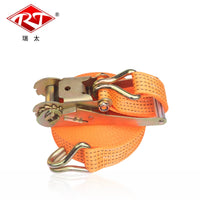 Heavy-Duty Ratchet Tie Down Strap with Double Hooks for Cargo Securement