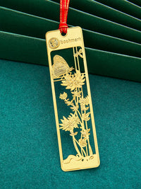 4-Piece Set Chinese Style Metal Bookmarks with Plum, Orchid, Bamboo, Chrysanthemum Designs