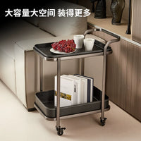 Stainless Steel Rolling Bar Cart with Storage for Home, Kitchen, or Living Room - Rose Gold Finish