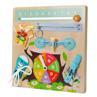 Montessori Wooden Busy Board for Toddlers - Educational Activity Toy for Fine Motor Skills & Daily Life Training (1-3 Years)