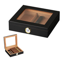 Large Capacity Cedar Wood Cigar Humidor with Hygrometer, Portable Travel Cigar Box