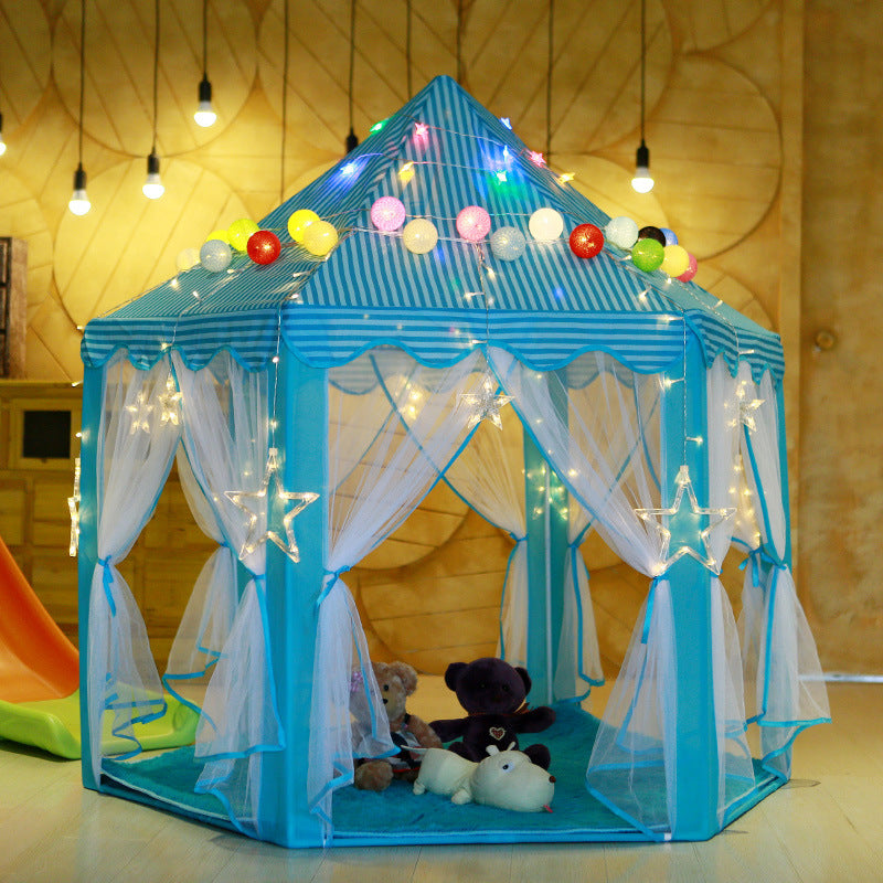 Kids Hexagonal Tulle Play Tent Princess Castle Playhouse for Indoor Outdoor Fun