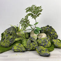Japanese Wabi-Sabi Style PU Artificial Mossy Rock Landscape Stones for Garden Decor