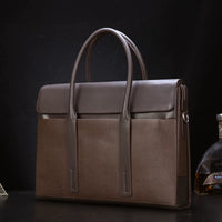 Men's Genuine Leather Business Briefcase Large Capacity Horizontal Handbag