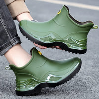 Men's Waterproof Non-Slip Mid-Calf Rain Boots for Work and Delivery
