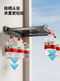 Good Wife Retractable Towel Rack for Bathroom, Wall-Mounted Folding Towel Holder with Hooks, No-Drill Installation