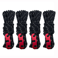 Reflective Guy Ropes with Tensioners for Camping Tents and Tarps, 4m Length