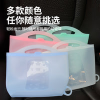 Reusable Silicone Car Trash Bag with Lid - Wet/Dry Multi-functional Vomit Bag & Ashtray