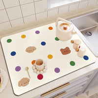 Diatomaceous Earth Kitchen Countertop Drain Mat, Absorbent Heat-Insulating Placemat for Dining Tables and Bars