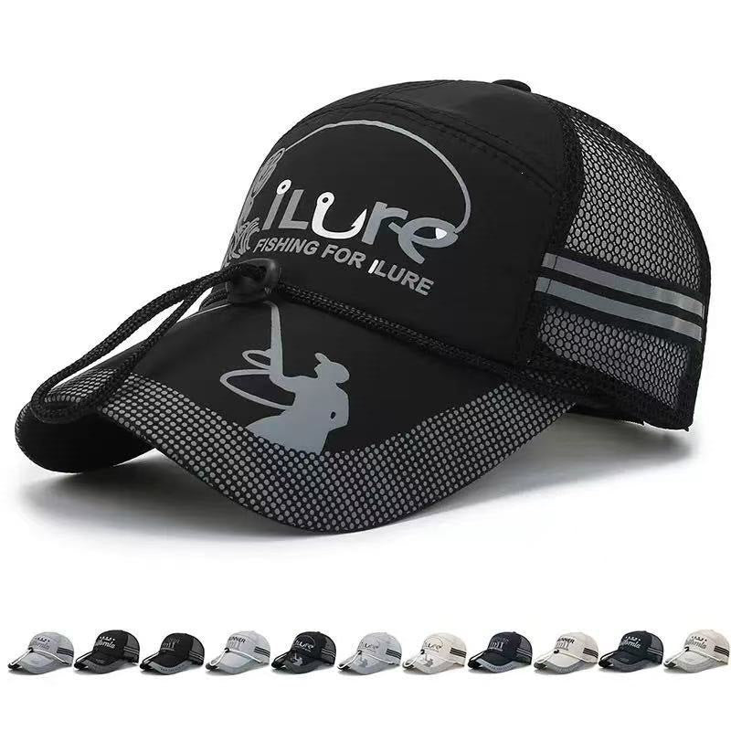 Men's Summer Outdoor Sports Baseball Cap Fishing Sun Hat with Breathable Mesh and Extended Brim