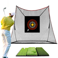 Golf Hitting Net with Tri-Turf Mat Indoor Outdoor Swing Practice Set