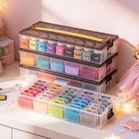 Perler Bead Storage Box with Lid and Handle, Stackable Transparent Organizer for Craft Supplies