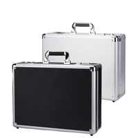 Portable Aluminum Alloy Storage Box with Latch, Multi-functional Tool Case for Documents and Valuables