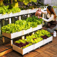 Self-Watering Rectangular Plastic Planter Box for Indoor Vegetable Gardening