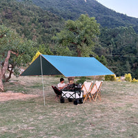 Outdoor Silver-Coated Square Tarp with 8 Hanging Points, Waterproof Sunshade for Camping and Picnics