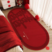Red Wedding Aisle Runner Mat for Bedroom and Wedding Decor, Oval Shape