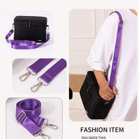 Nylon Herringbone Crossbody Bag Strap with Silver Buckle, Adjustable Replacement Shoulder Strap