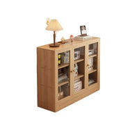 Solid Wood Dustproof Bookcase with Doors and Drawers for Home Office Living Room