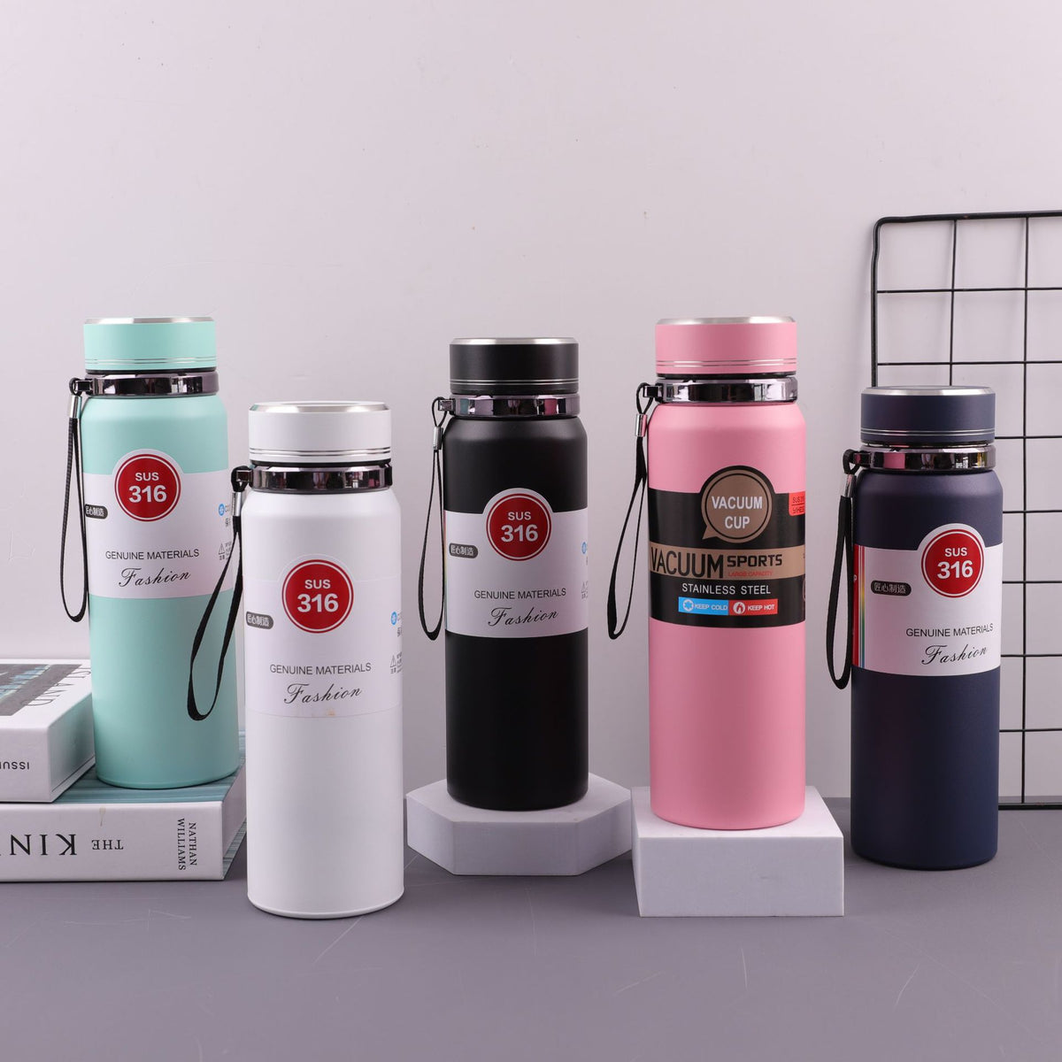 Large Capacity 316 Stainless Steel Vacuum Insulated Water Bottle with Strap for Outdoor Travel