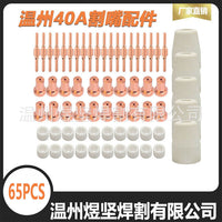 PT-31 Plasma Cutter Consumables Kit for 40A Torch - Electrodes, Nozzles, Ceramic Cups, Swirl Rings, Guide Wheels