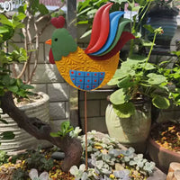 Iron Art Chicken Garden Stake Outdoor Yard Lawn Balcony Villa Decoration Ornament