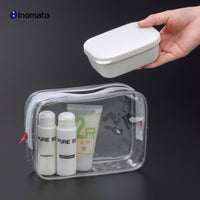 Portable Travel Soap Dish with Lid and Drain for Bathroom and Outdoor Use