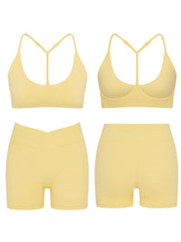 High-Elastic Halter Sports Bra & Cross-Waist Fitness Shorts Yoga Set