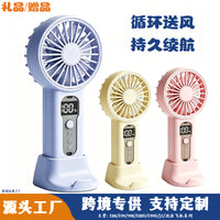 Portable USB Rechargeable Handheld Fan with Lanyard for Outdoor Use