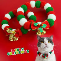 Christmas Pet Collar with Bow and Bell for Cats and Small Dogs