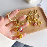 Lucky Cat Bell Keychain for Prosperity and Love, Bag Charm for Couples