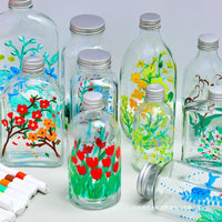Kids' DIY Hand-Painted Glass Bottle Craft Kit - Lucky Star Jar, Creative Drawing Vase Material Pack