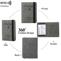 RFID Passport Holder with Vaccine Card Slot, Slim Travel Document Organizer for Tickets and Cards